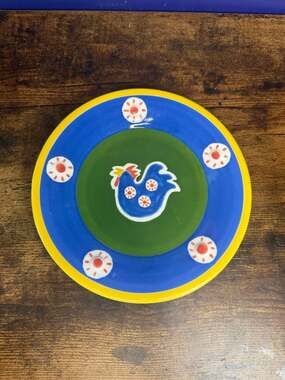 Clay Art 1994 Rooster Sun Hand Painted Plate